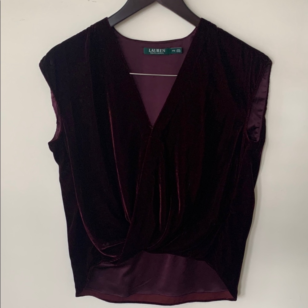 Lauren Ralph Lauren Burgundy Wine Sleeveless V-Neck Wrap Blouse Women’s SZ PS